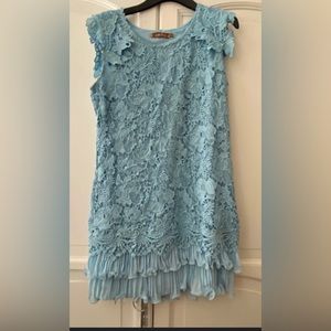 Jolie Mo crochet lace dress light blue